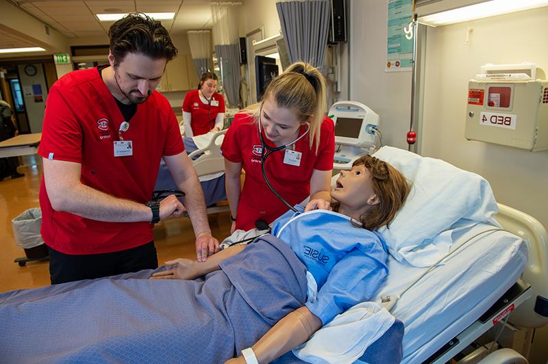 Students use the nursing simulation lab